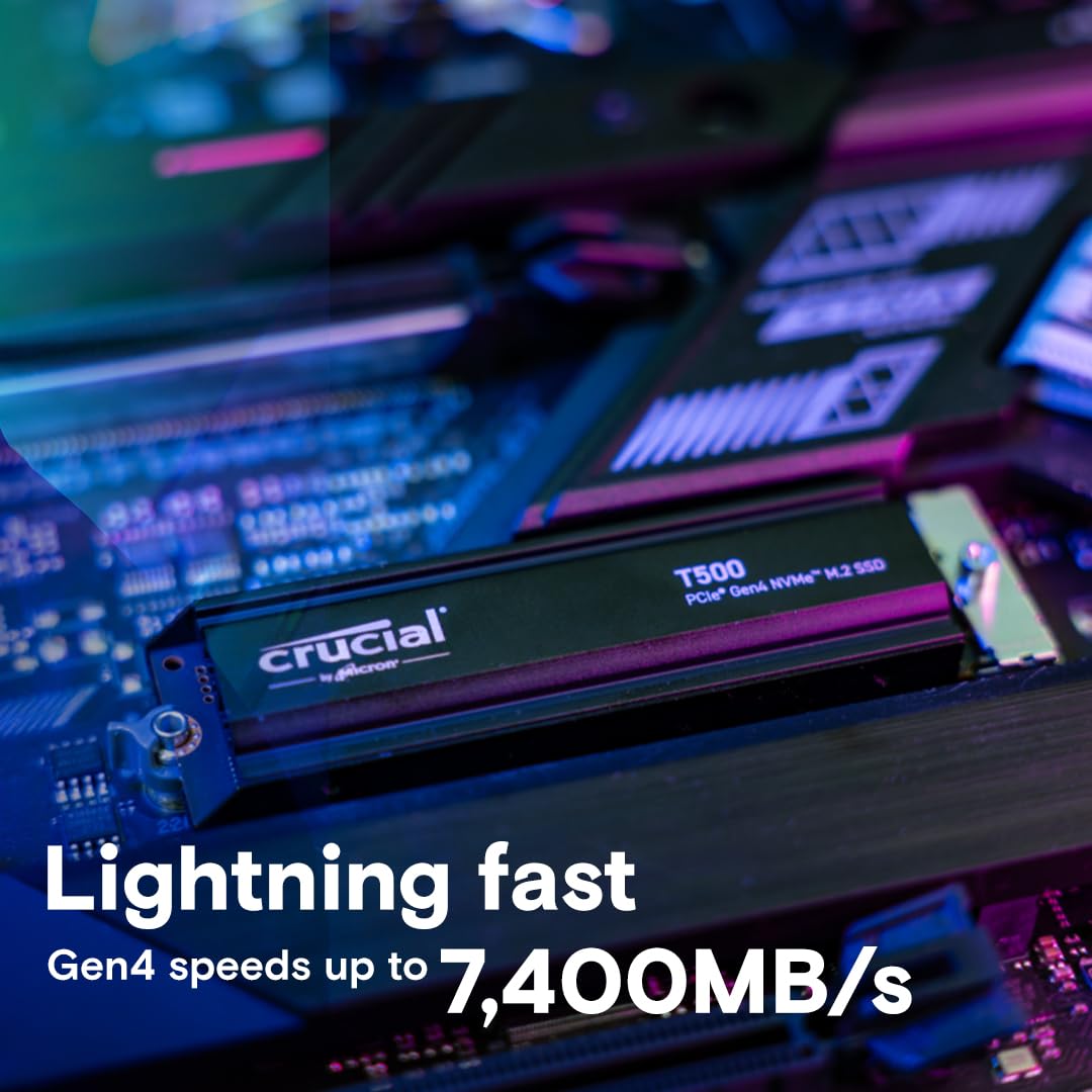 CRUCIAL T500 4TB PCIE GEN4 NVME M.2 SSD WITH HEATSINK CT4000T500SSD5