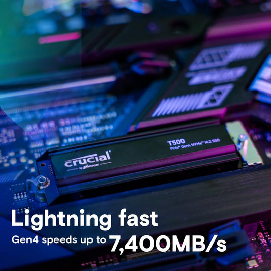 CRUCIAL T500 4TB PCIE GEN4 NVME M.2 SSD WITH HEATSINK CT4000T500SSD5