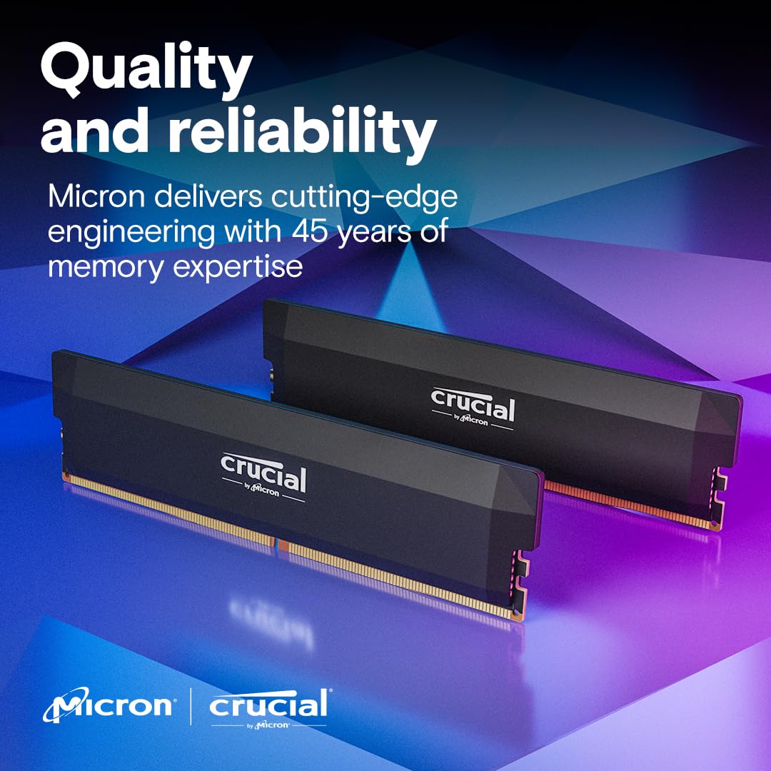 CRUCIAL PRO 32GB KIT (2X16GB) DDR5-6400 UDIMM CL38 RAM CP2K16G64C38U5B
