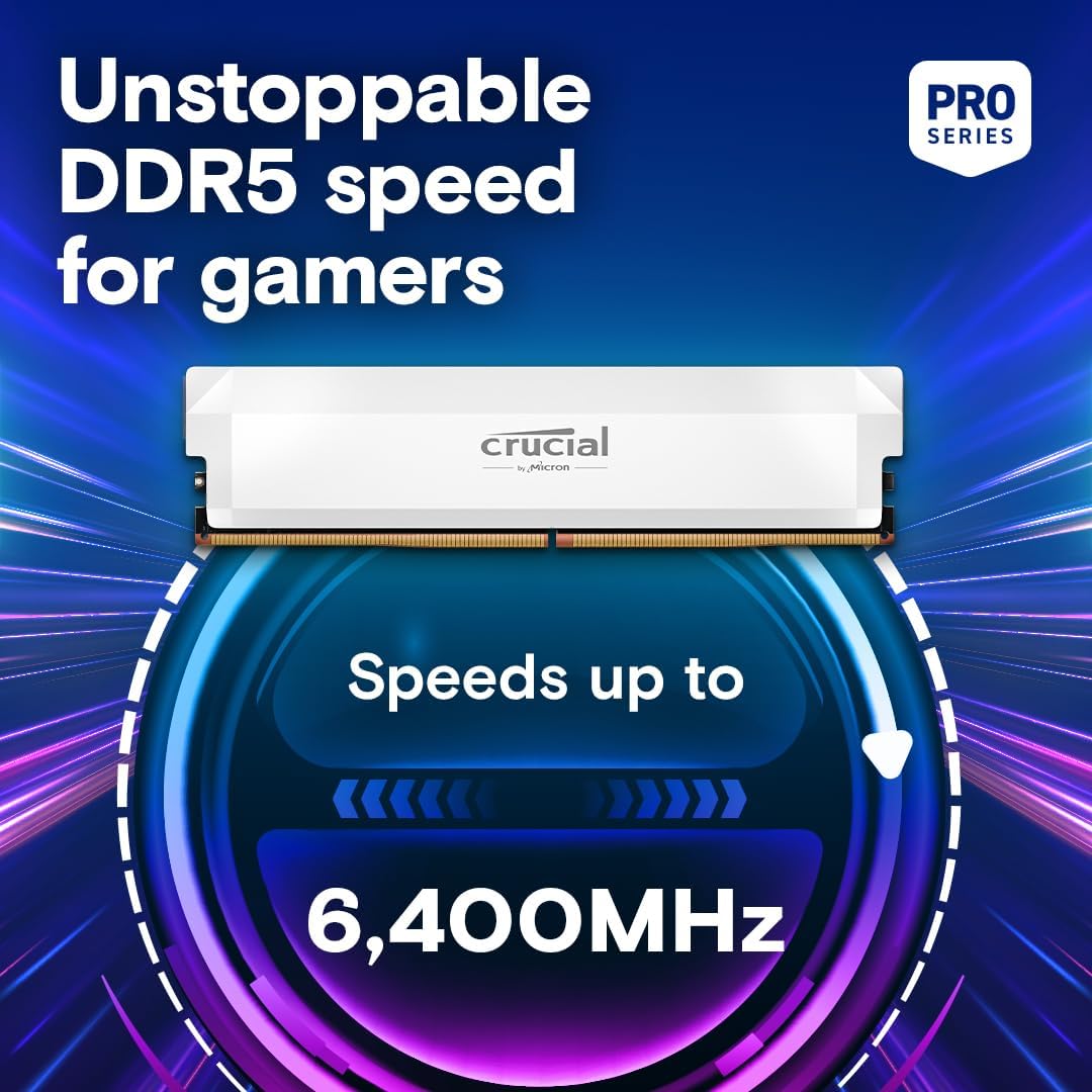 CRUCIAL PRO OVERCLOCKING 32GB KIT (2X16GB) DDR5-6000 UDIMM CL36 WHITE (16GBIT) RAM CP2K16G60C36U5W