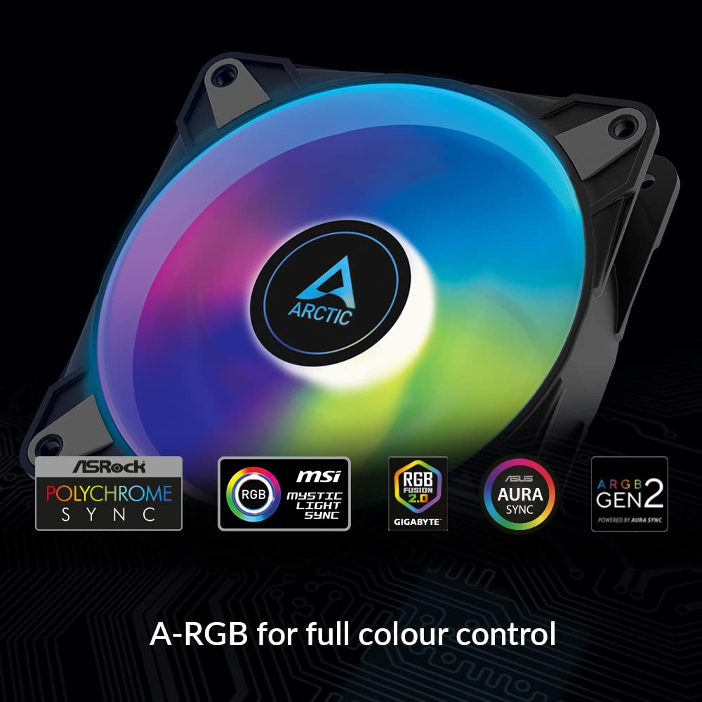 ARCTIC P14 PWM PST ARGB CASE SINGLE FAN - BLACK, ACFAN00239A
