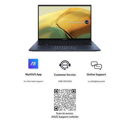 ASUS ZENBOOK 14 OLED (2023), INTEL CORE I7-1360P 13TH GEN, 14" (35.56 CM) 2.8K 90HZ OLED, THIN & LIGHT LAPTOP (16GB/512GB SSD/IRIS XE/WIN 11/OFFICE 2021/75W BATTERY/BLUE/1.39 KG), UX3402VA-KN741WS