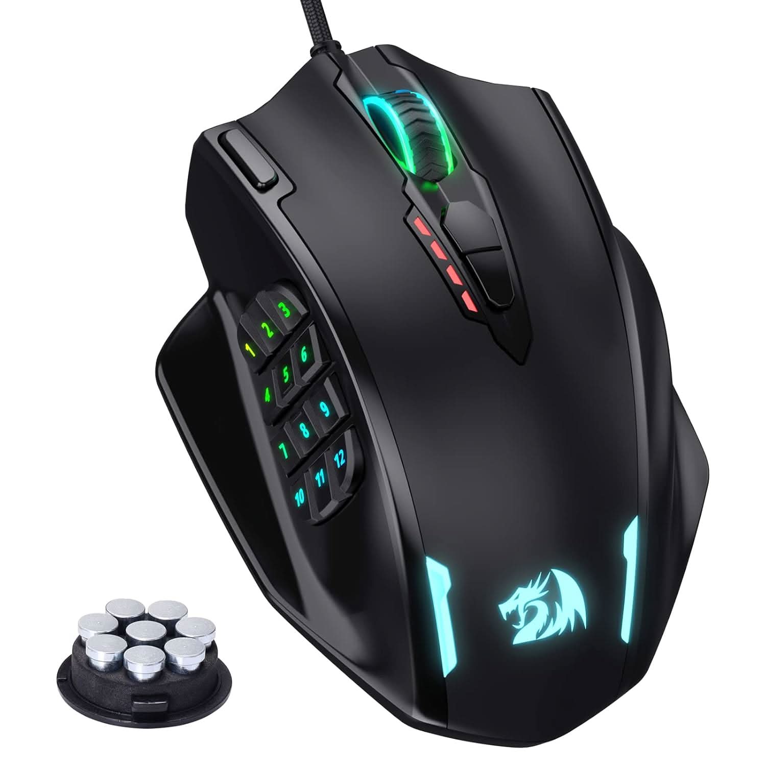 REDRAGON IMPACT M908 RGB LED MMO USB WIRED GAMING MOUSE (BLACK)