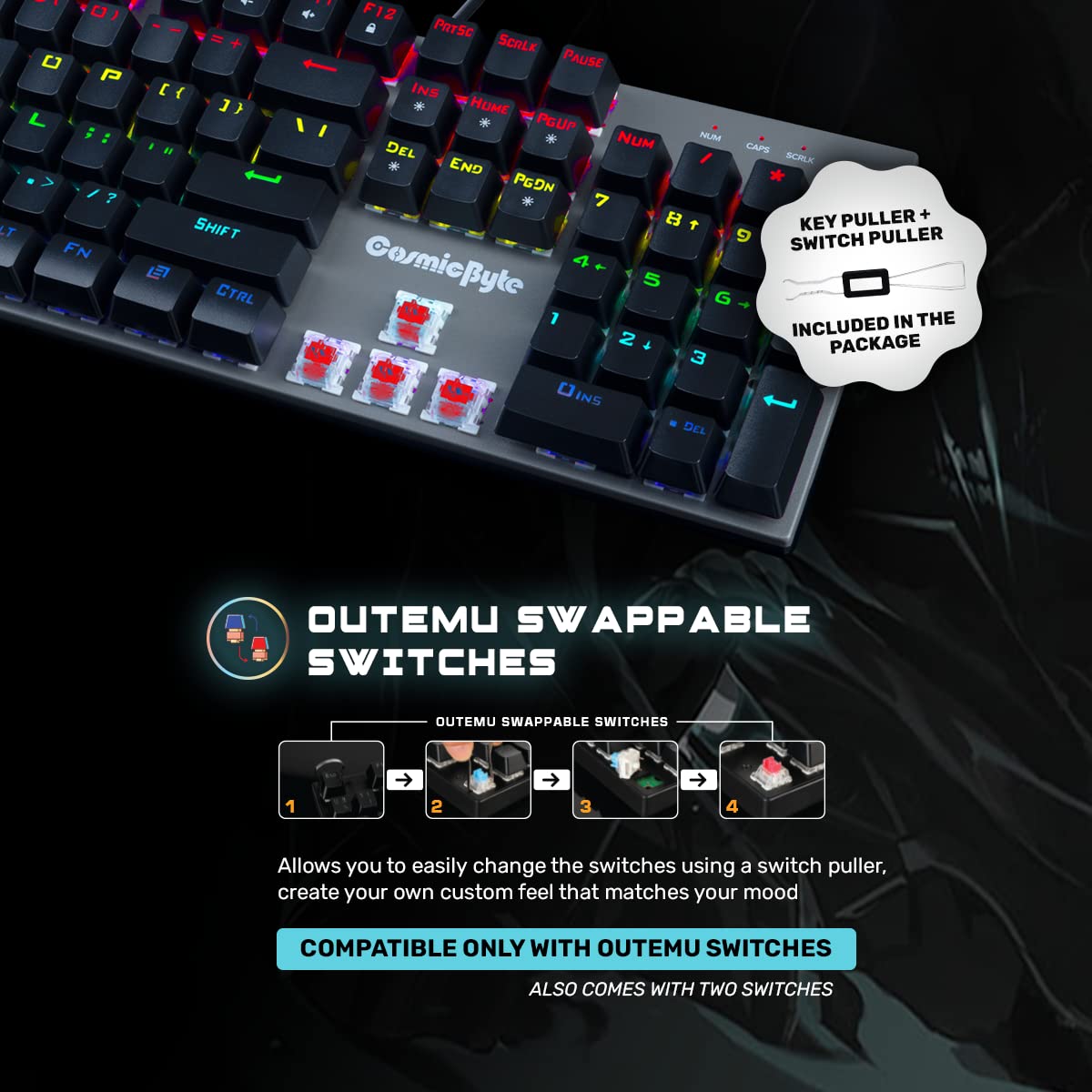 COSMIC BYTE CB-GK-28 VANTH (BLACK/GREY) GAMING KEYBOARD RED SWITCH