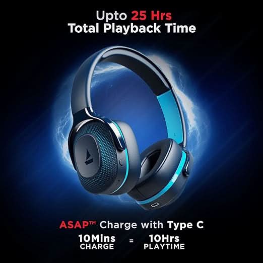 Boat Rockerz 425 Bluetooth Wireless Over Ear Headphone with Mic (Oceana Blue)