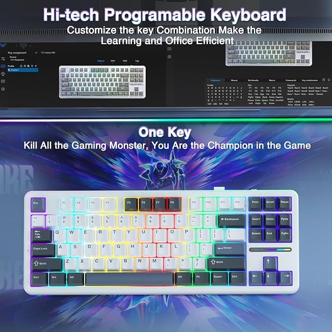 AULA F87 SMOKE BLUE SWITCH MECHANICAL GAMING KEYBOARD