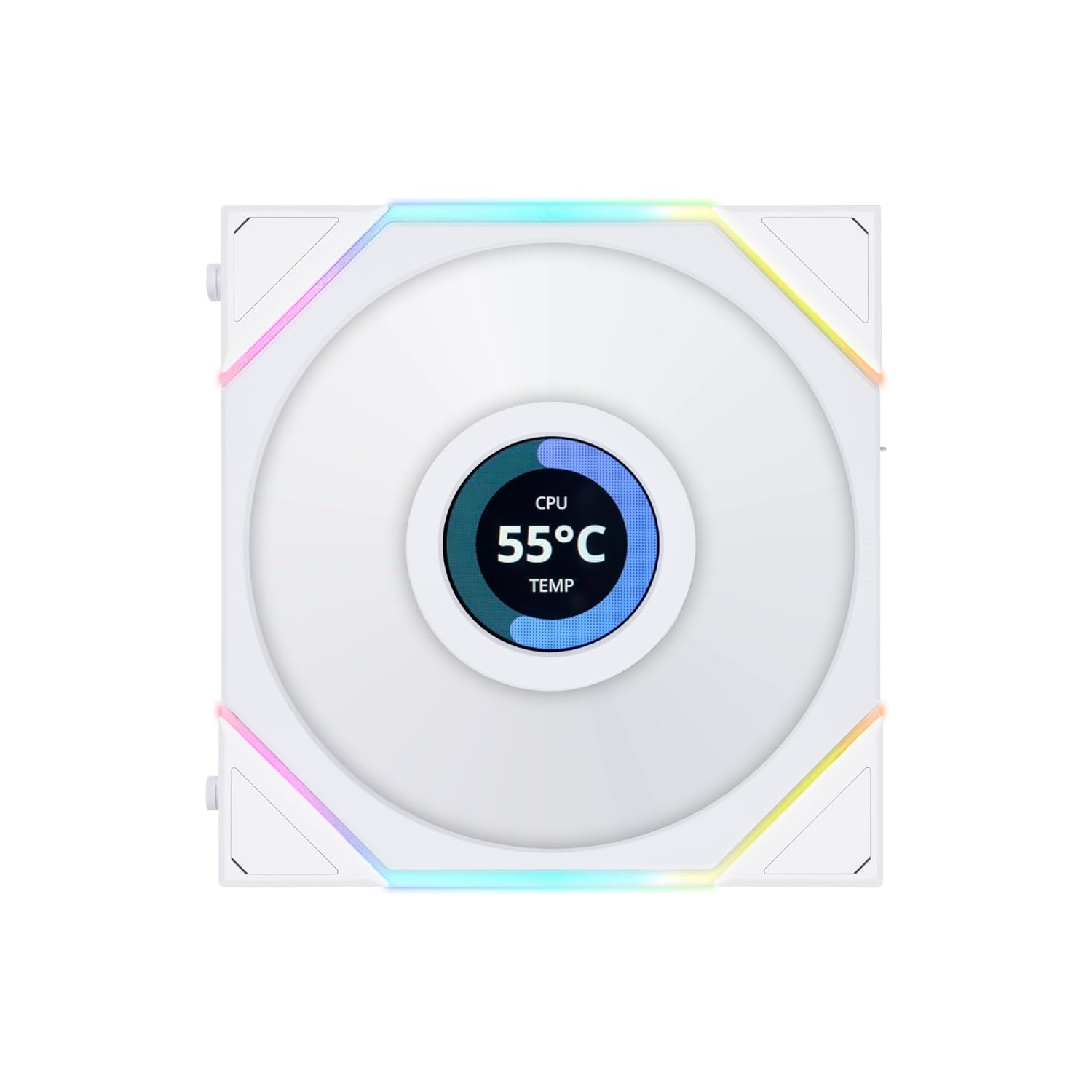 LIAN LI UNI FAN TL LCD ARGB WHITE 120MM CABINET FAN (TRIPLE PACK)