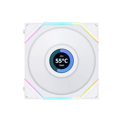 LIAN LI UNI FAN TL LCD ARGB WHITE 120MM CABINET FAN (TRIPLE PACK)