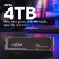 CRUCIAL T705 4TB PCIE GEN5 NVME M.2 SSD CT4000T705SSD3