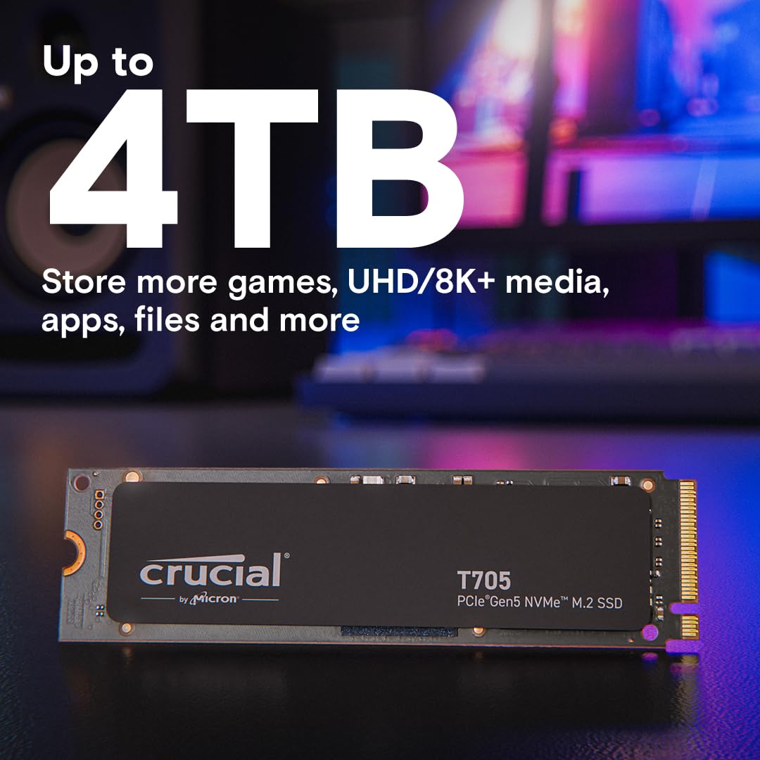 CRUCIAL T705 4TB PCIE GEN5 NVME M.2 SSD CT4000T705SSD3