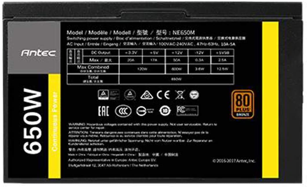 ANTEC NE650M 650W 80 + Bronze Semi Modular ATX 2.0 Power Supply
