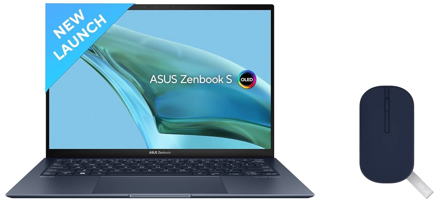 ASUS ZENBOOK S 13 OLED (2023), 1KG WEIGHT & 1CM THIN, INTEL CORE EVO I7-1355U 13TH GEN, 13.3 INCH 2.8K OLED, (16GB RAM & 1TB SSD), UX5304VA-NQ741WS MARSHMALLOW MD100 MOUSE (BLUE)