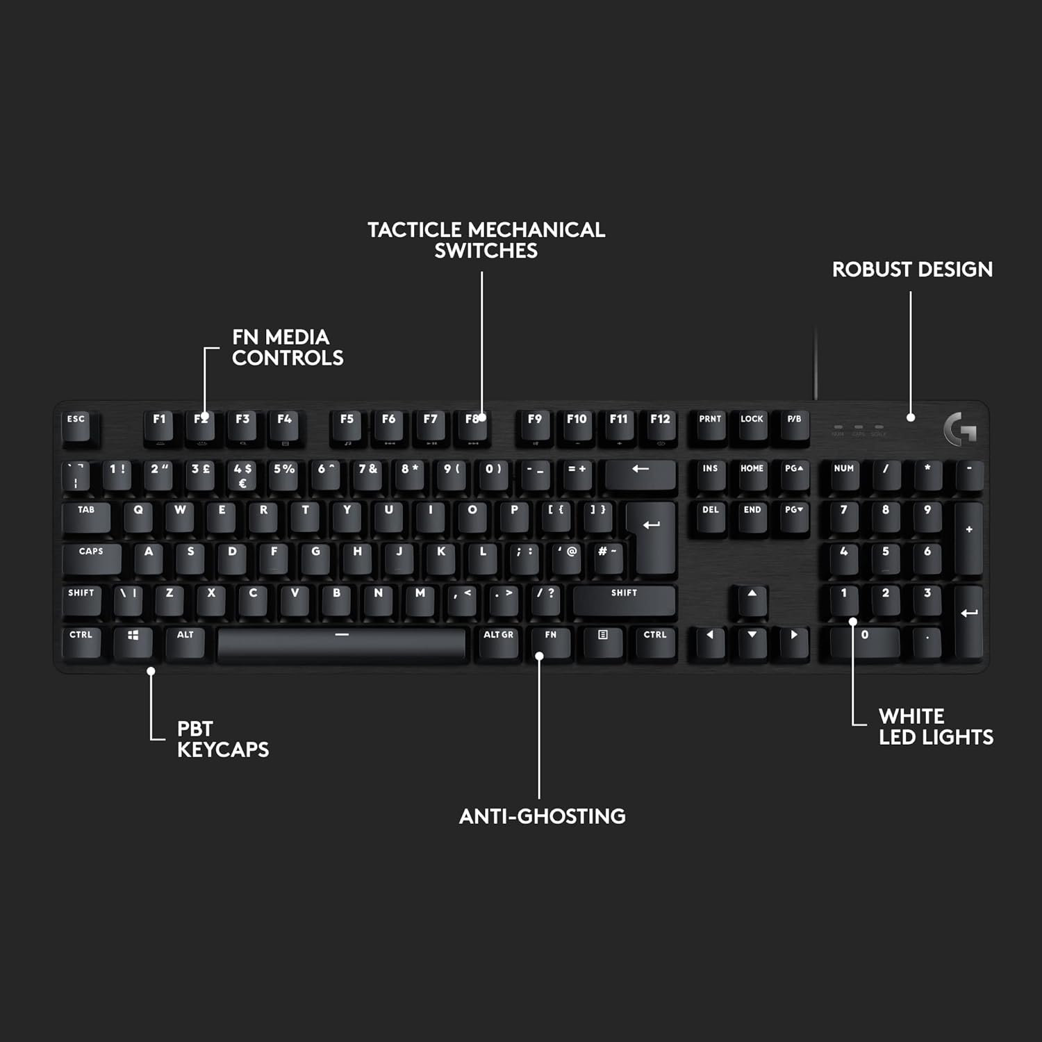 LOGITECH G413 SE FULL-SIZE MECHANICAL GAMING WIRED KEYBOARD