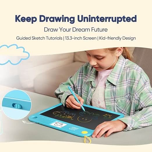 XP Pen Doodle Learning Board, 13.3 Inch LCD Writing Tablet for Kids, Educational Drawing Pad, Blue