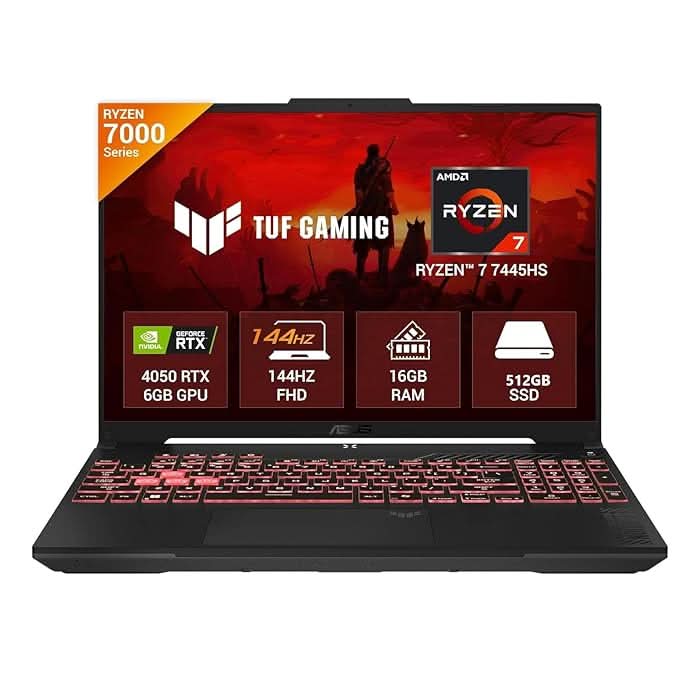 ASUS TUF A16 (2025), AMD Ryzen 7 7445HS, RTX 4050-6GB, 16GB RAM, 512GB SSD, FHD+, 16", 40 cm, Windows 11 Home, M365 Basic(1yr) Office24, Mecha Gray, 2.2 Kg, FA607NUG-RL136WS, Gaming Laptop