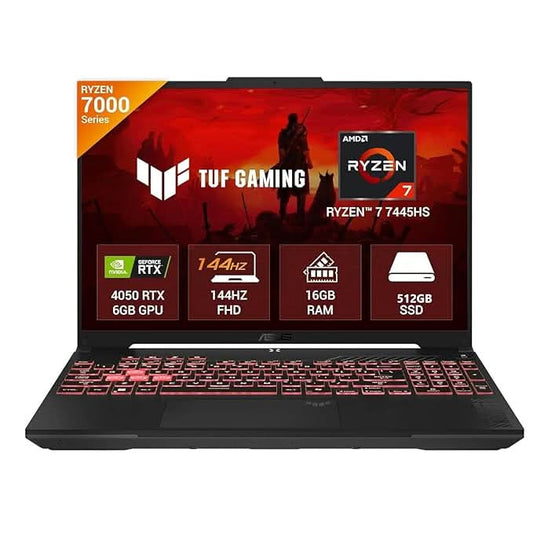 ASUS TUF A16 (2025), AMD Ryzen 7 7445HS, RTX 4050-6GB, 16GB RAM, 512GB SSD, FHD+, 16", 40 cm, Windows 11 Home, M365 Basic(1yr) Office24, Mecha Gray, 2.2 Kg, FA607NUG-RL136WS, Gaming Laptop
