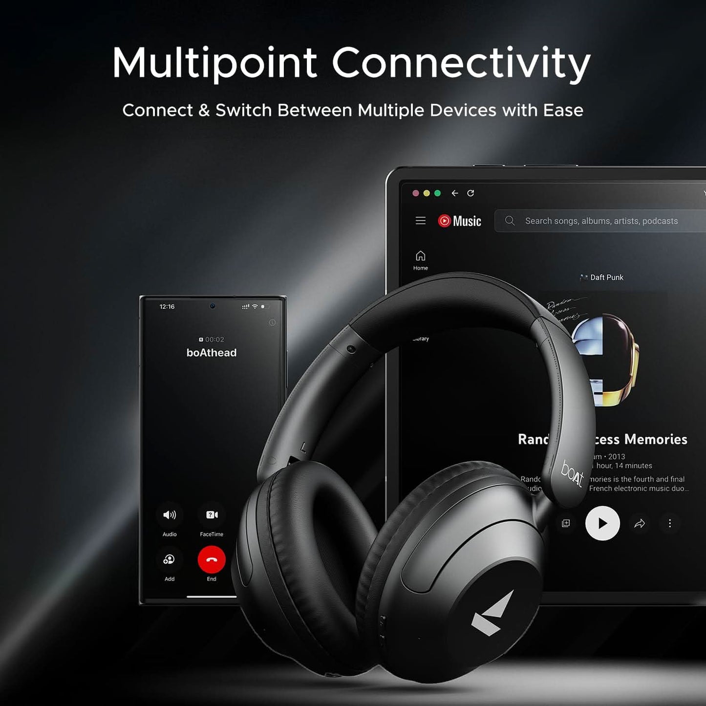 Boat New Launch Rockerz 650 Pro Bluetooth Over Ear Headphones with Mic (Iris Black)