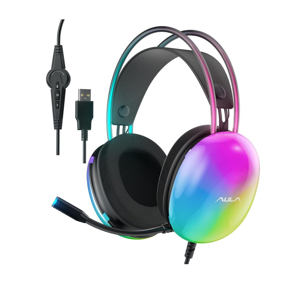 AULA S505 USB Wired 3.5mm Gaming Headphone ( Black ) ( Tablet/Desktop/Gaming Console ) ( S505B )