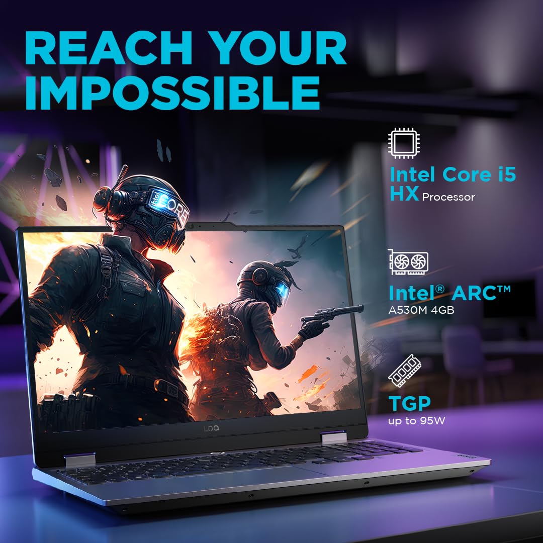 LENOVO LOQ 2024 12TH GEN INTEL CORE I5-12450HX 15.6 INCH (39.6CM) 144HZ 300NITS FHD GAMING LAPTOP (8GB/512GB SSD/WIN 11/INTEL ARC A530M 4GB GRAPHICS/100% SRGB/3 MONTH GAME PASS/GREY/2.4KG), 83FQ0009IN