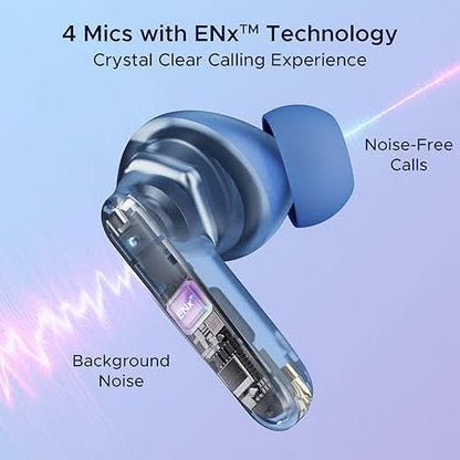 Boat Airdopes 191 ANC v5.3 Bluetooth TWS Ear Buds Wireless Earphones with mic (Pellucid Blue)