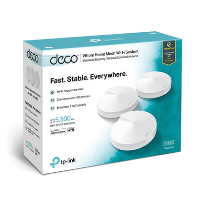 TP-LINK AC1300 DECO WHOLE HOME MESH WIFI SYSTEM UP TO 5,500 SQ. FT. COVERAGE AND 100+ DEVICES, 1267 MBPS, DUAL BAND WIRELESS ROUTER/WIFI EXTENDER REPLACEMENT, SUPPORT PARENTAL CONTROLS/ANITIVIRUS(DECO M5)