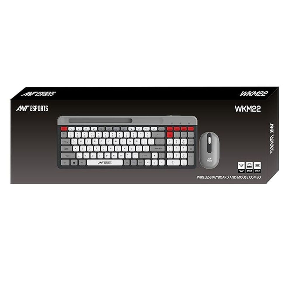 ANT ESPORTS WKM22 TKL Membrane Wireless Gaming Keyboard and Mouse Combo (Grey) (Membrane Keyboard) (WKM22)