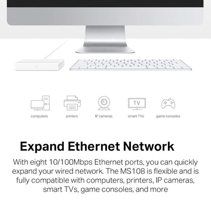 MERCUSYS MS108 8-PORT 10/100MBPS DESKTOP SWITCH | RJ45 PORTS | AUTO MDI/MDIX SUPPORTED | PLUG AND PLAY