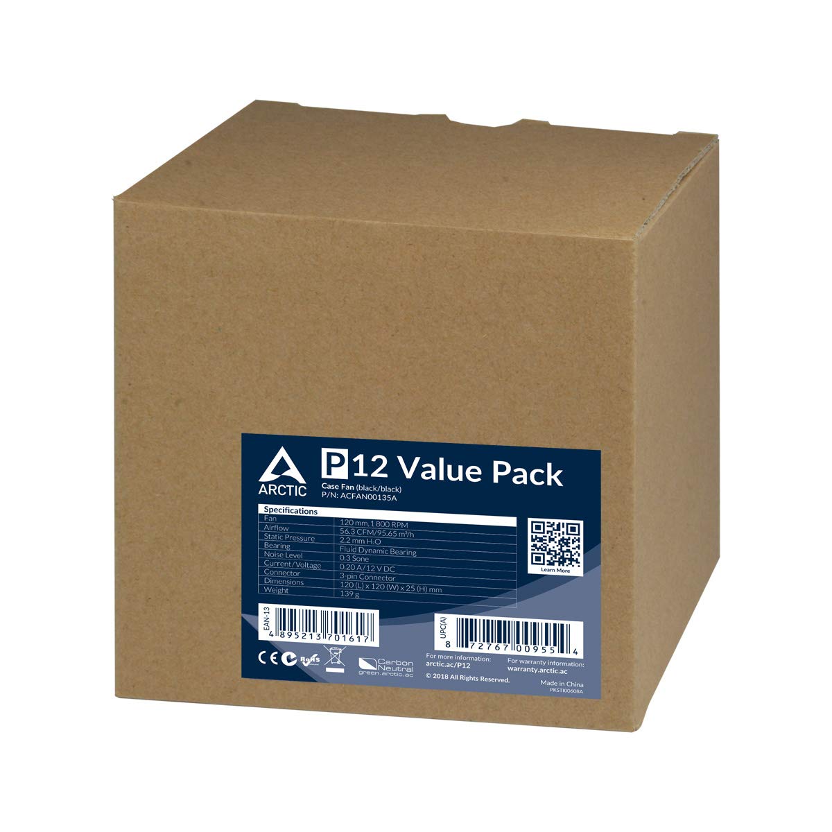 ARCTIC P12 (BLACK) - 5 PACK ACFAN00135A