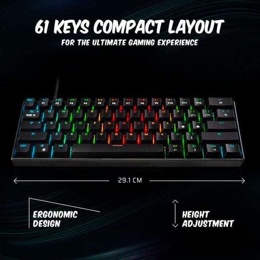 COSMIC BYTE CB-GK-32 Themis 60% Mechanical Wired Gaming Keyboard ( Black ) ( Red Switch )