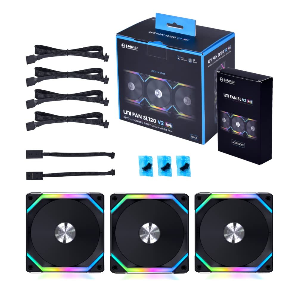 LIAN LI UNIFAN SL120 V2 ARGB CABINET FAN TRIPLE PACK BLACK