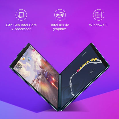LENOVO YOGA BOOK 9 13TH GEN INTEL EVO CORE I7 DUAL 13.3 INCH 2.8K OLED DISPLAY(2X33.7CM) WITH PEN+KEYBOARD|16GB/1TB SSD/WIN 11/OFFICE 2021/5.0MP IR CAMERA/360 B&W ROTATING SOUNDBAR/TEAL/1.34KG,82YQ001DIN