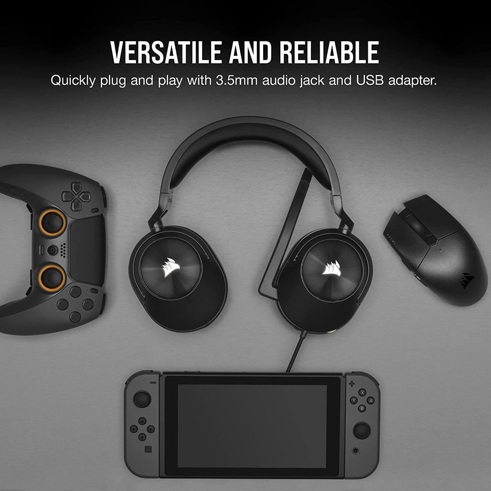 CORSAIR HS55 Wired 7.1 Surround Gaming Headphone With Mic ( Carbon ) ( PC/Mobile/PS )