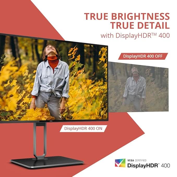 AOC 27 Nano IPS, 4K 3840 x 2160, 60 Hz, 400 cd/m², 4 MS, Daisy Chain, HDMI 2.0 x 1,DP 1.4 x 1, DP output 1.2 x 1, USB-C (DP Alt, 90W) DCI -P3 98% / sRGB 100% with Hight Adjustable Stand