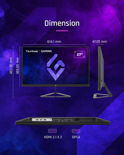 VIEWSONIC VX2758A-2K-PRO-3 (68.58 CM) 27INCH 240HZ IPS QHD 2K GAMING MONITOR| 1MS| HDR10| FREESYNC | 137% SRGB | TILT | EYE CARE | 2 X HDMI | DISPLAY PORT