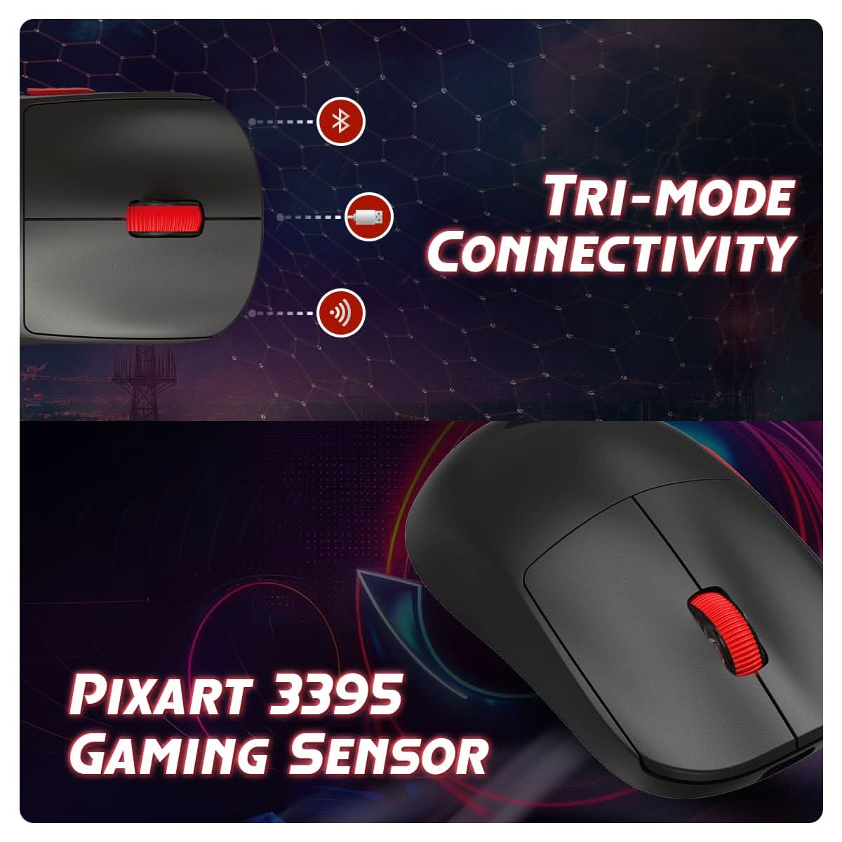 COSMIC BYTE HYPERNOVA TRI-MODE GAMING MOUSE WIRELESS (BLACK)
