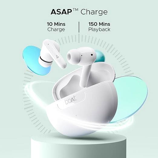 Boat Airdopes 161 ANC TWS Earbuds Bluetooth v5.3 (White)