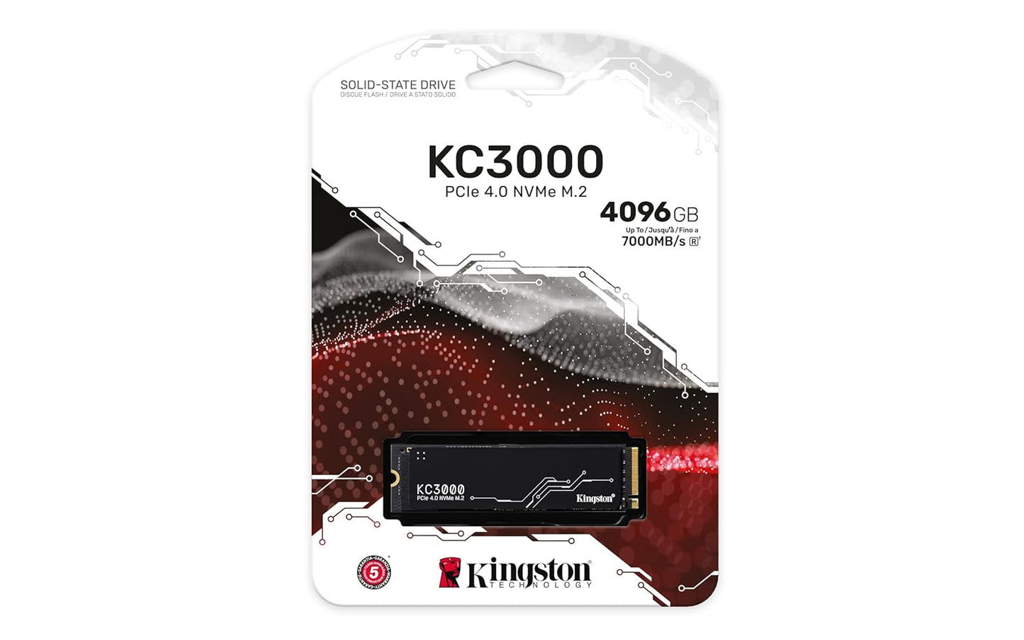 KINGSTON KC3000 PCIE 4.0 NVME M.2 SSD - HIGH-PERFORMANCE STORAGE FOR DESKTOP AND LAPTOP PCS -SKC3000D/4096G, 7,000MB/S READ, 7,000MB/S WRITE, BLACK