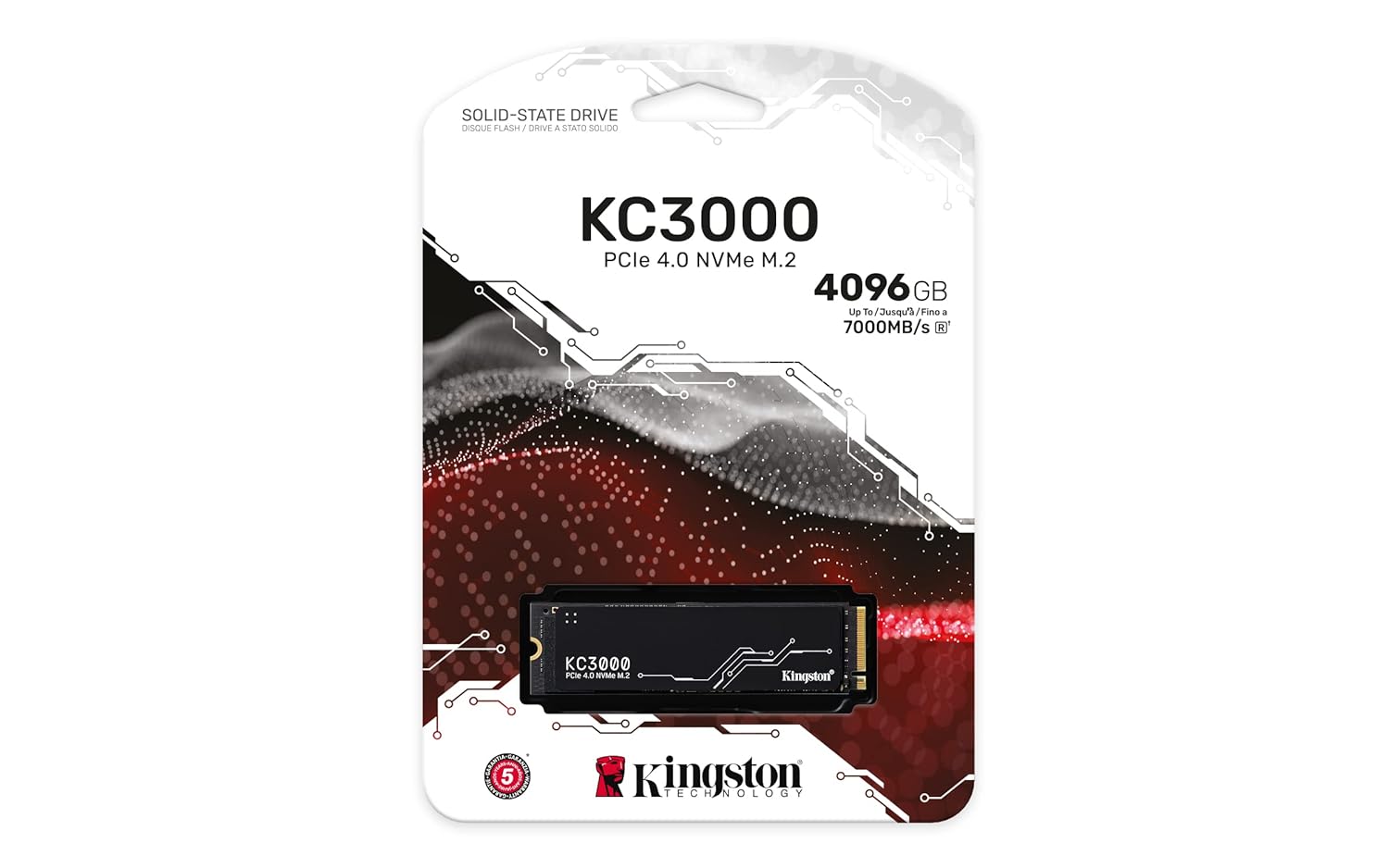 KINGSTON KC3000 PCIE 4.0 NVME M.2 SSD - HIGH-PERFORMANCE STORAGE FOR DESKTOP AND LAPTOP PCS -SKC3000D/4096G, 7,000MB/S READ, 7,000MB/S WRITE, BLACK