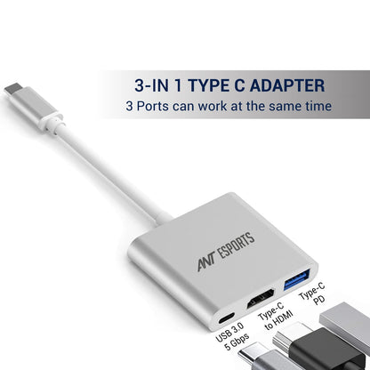 ANT ESPORTS USB 3.1 TYPE-C TO HDMI/USB3.0/TYPE-C ADAPTER (AEC310)