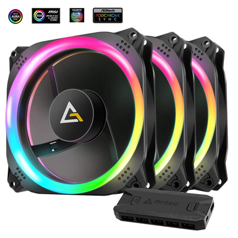 ANTEC Prizm 120mm ARGB Dual Ring Cabinet Fans With LED Controller ( Triple Pack )