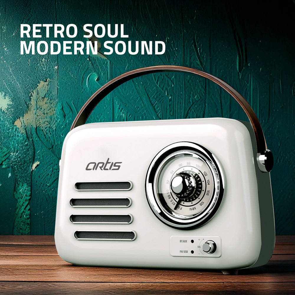 BT15 Retro Portable Wireless Bluetooth Speaker with Analog Control FM/USB & AUX Input (14W RMS Output)