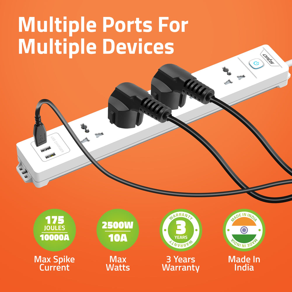 AR-5SS-USB 5 Universal Sockets Surge Protector & 3 USB with Single Switch