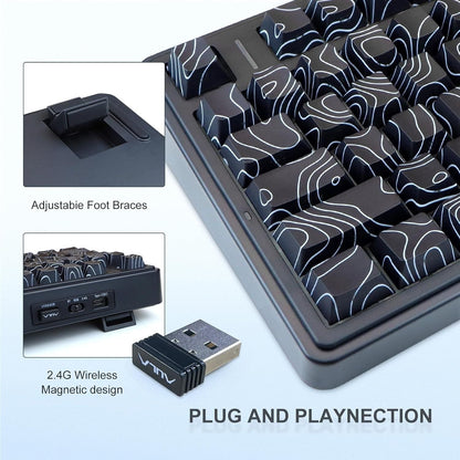 AULA F75 75% SIDE ENGRAVED TRI MODE TKL 80 KEYS WIRELESS MECHANICAL GAMING KEYBOARD WITH KNOB | 4000MAH BATTERY, SOUTH-FACING RGB BACKLIT PRE-LUBED HOT SWAPPABLE | BLACK CONTOUR - STAR VECTOR SWITCHES