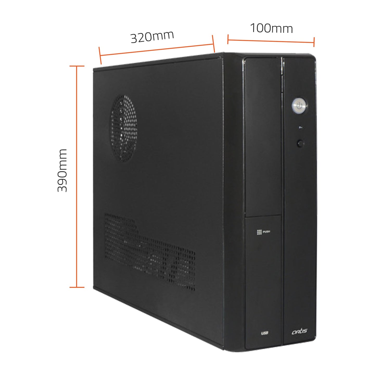 Joy 2.0 Slim Computer Cabinet Support Micro ATX /Mini ATX Motherboard ,1 x 80mm Fan with VIP 250 Watt Power Supply
