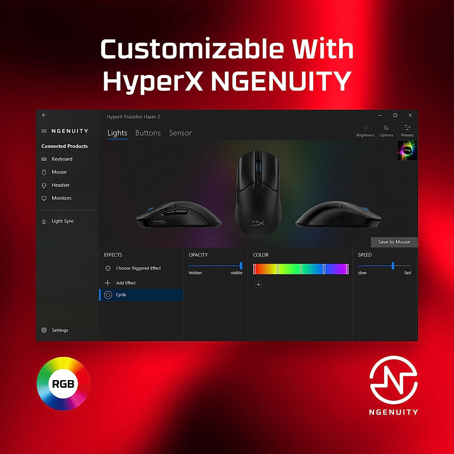 HYPERX Pulsefire Haste 2 Wired Ambidextrous Gaming Mouse ( 6N0B0AA ) ( 26000DPI / 6 Macro Buttons ) ( Black )