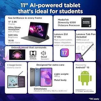 Lenovo Octa Core MediaTek Dimensity 6300, 8GB, 256GB, WIFI, 11 INCH ZAFR0900IN