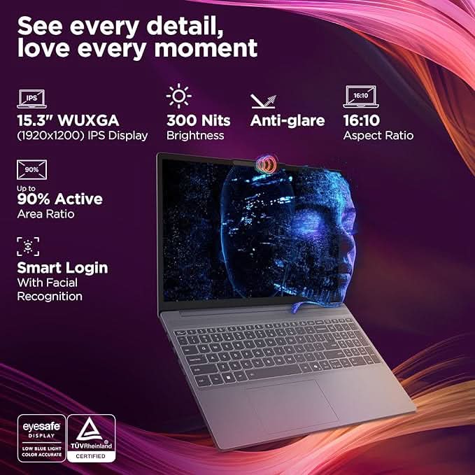 Lenovo IdeaPad Slim 3 13th Gen Core i5-13420H 15.3 inch (38.8cm) WUXGA IPS Laptop (16GB RAM/1TB SSD/Windows 11/Office Home 2024/Backlit Keyboard/1Yr ADP Free/3 Mon. Game Pass/Grey/1.6Kg), 83K100HSIN