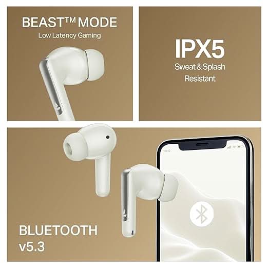 Boat Airdopes 141 Elite ANC TWS Ear Buds Wireless Earphones with mic (White)