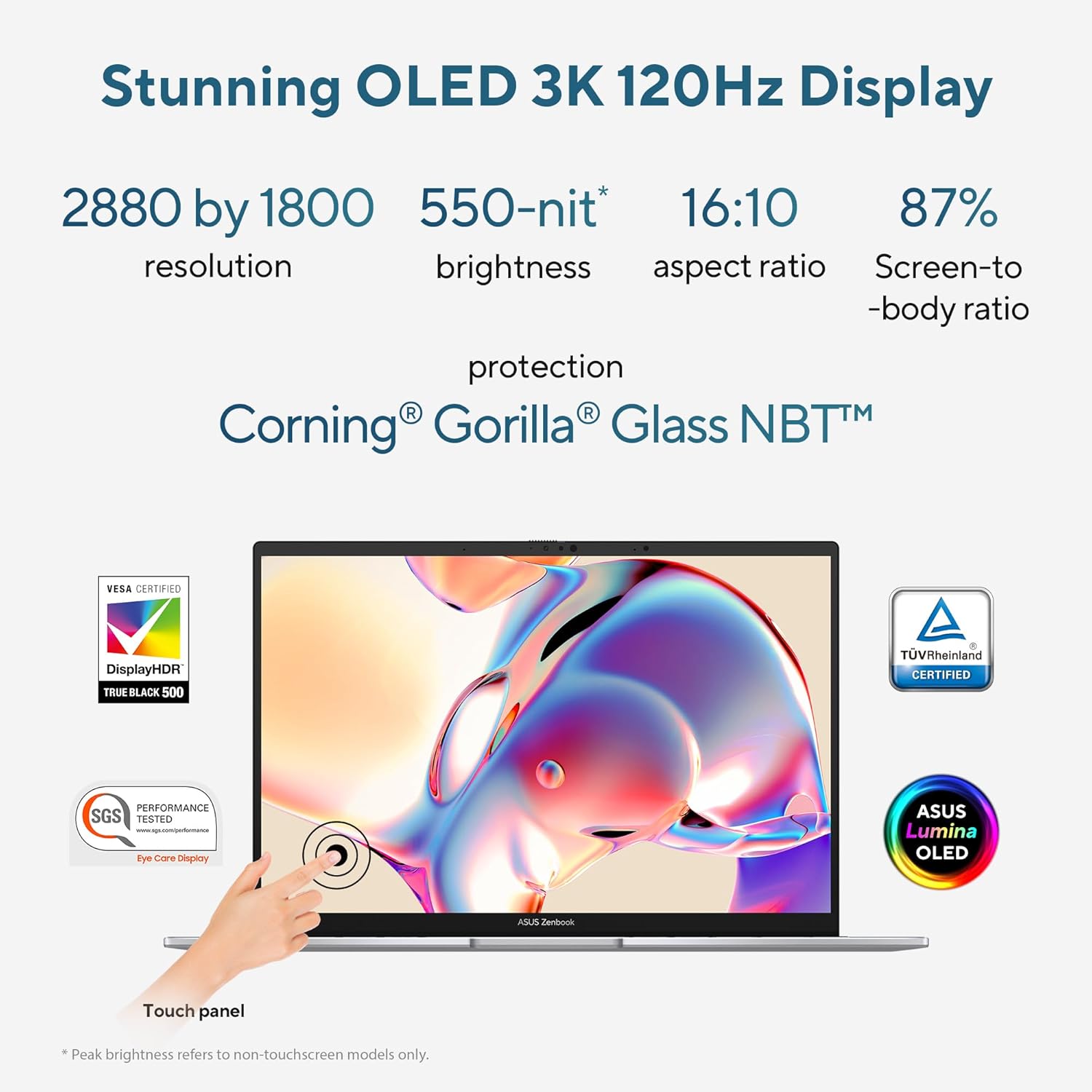 ASUS ZENBOOK 14 3K OLED 16:10 TOUCH, 120HZ, INTEL CORE ULTRA 5 125H 1.2 GHZ, AI BOOST NPU, THIN & LIGHT LAPTOP(16GB RAM/1TB SSD/WIN 11/OFFICE HOME/75WHR BATTERY/FOGGY SILVER/1.28 KG),UX3405MA-PZ551WS