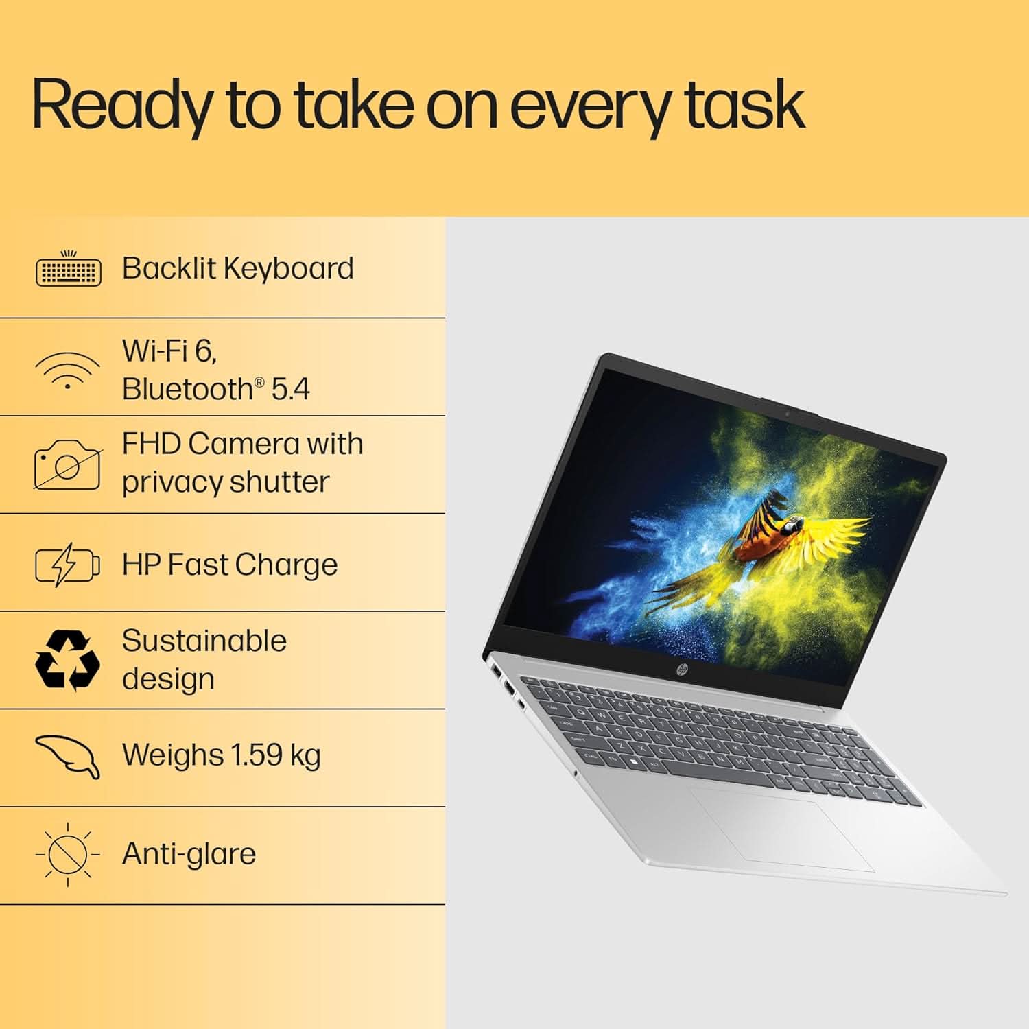 HP 15 FC0476AU [R7-5825U/16GB/512GB SSD/WIN11 HOME+MS24/15.6"/INTEGRATED GRAPHICS/1 YEAR(S)/SILVER]